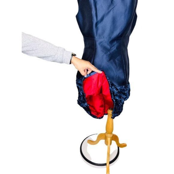 B Michael America Red Collection Dress Blue Rose Tafetta Satiny Size 4 - Picture 13 of 15